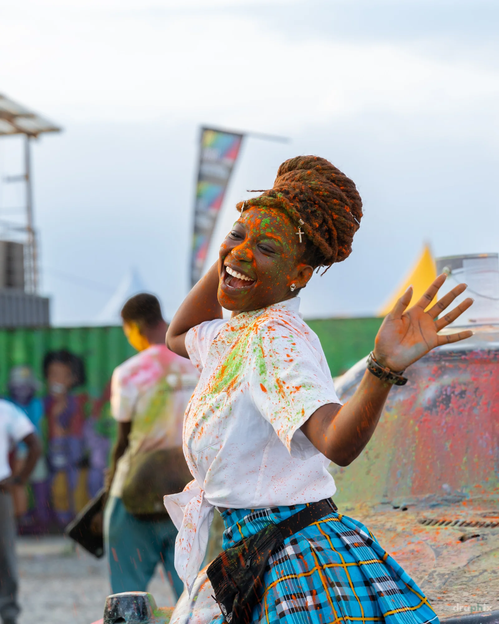 Smiling color-powder portrait