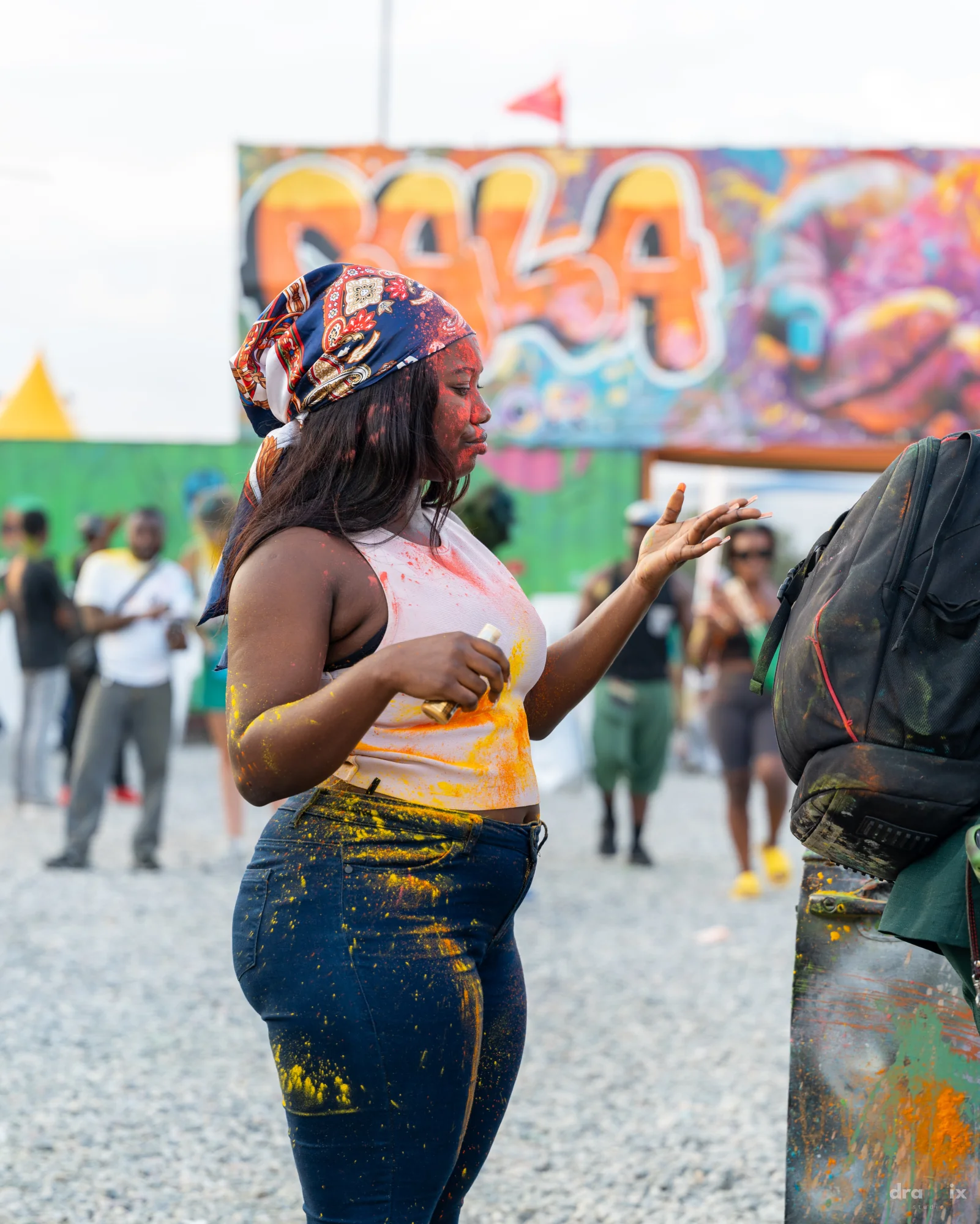 Candid festival conversation