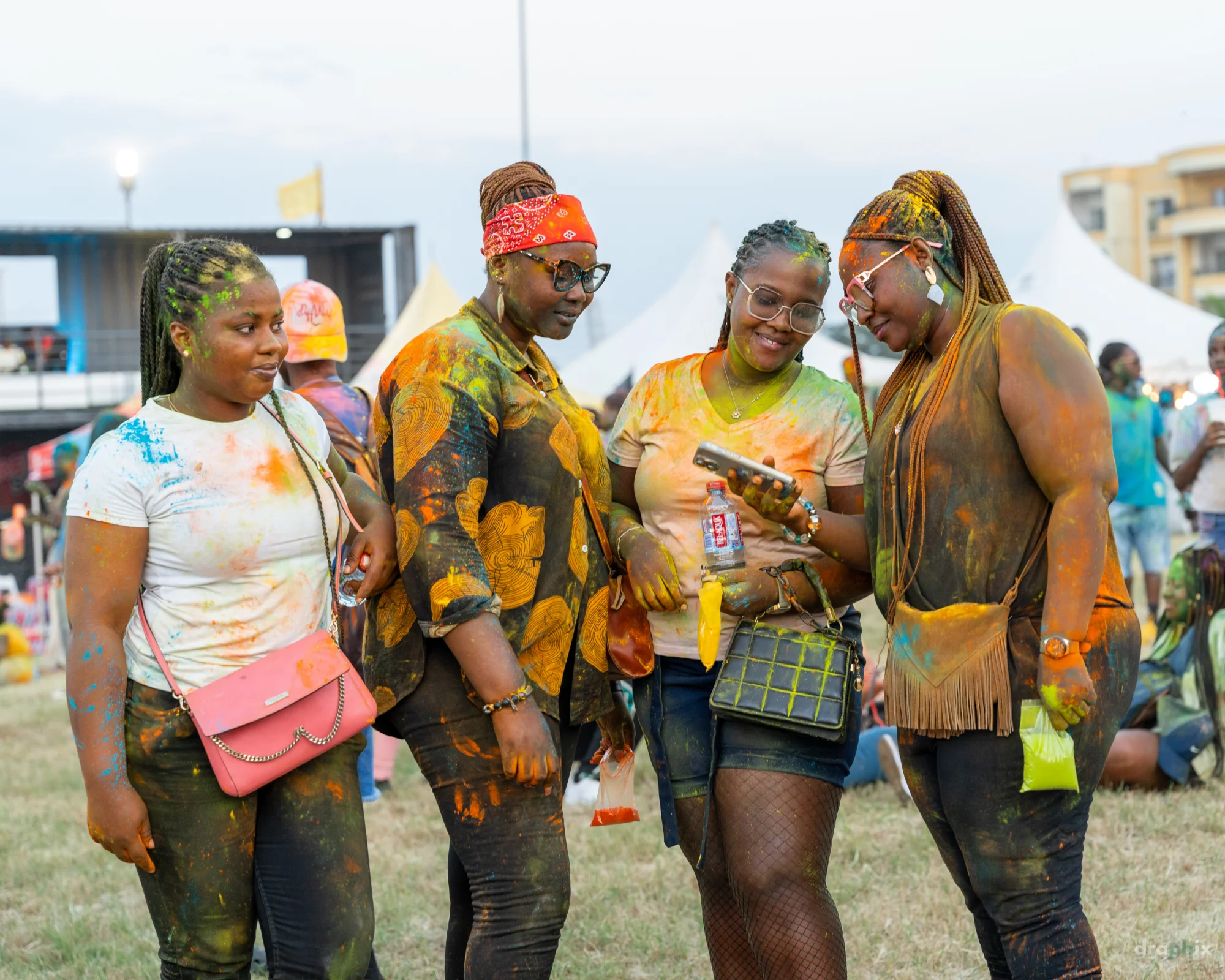 Group portrait with color powder