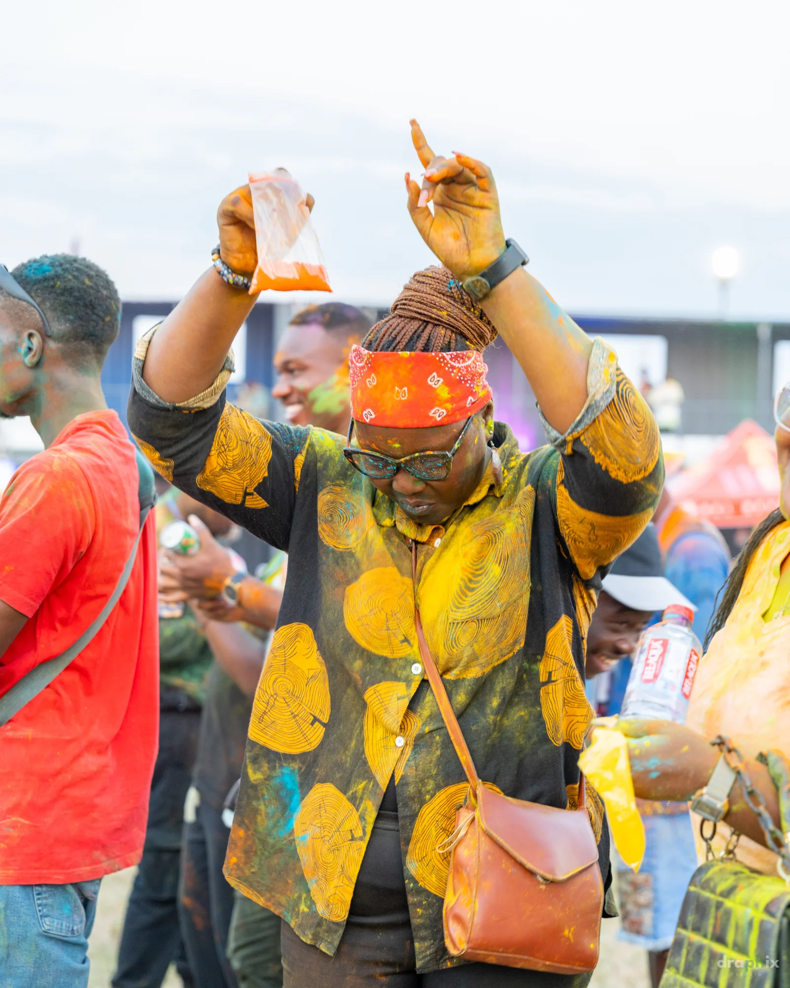 Dancing through yellow powder