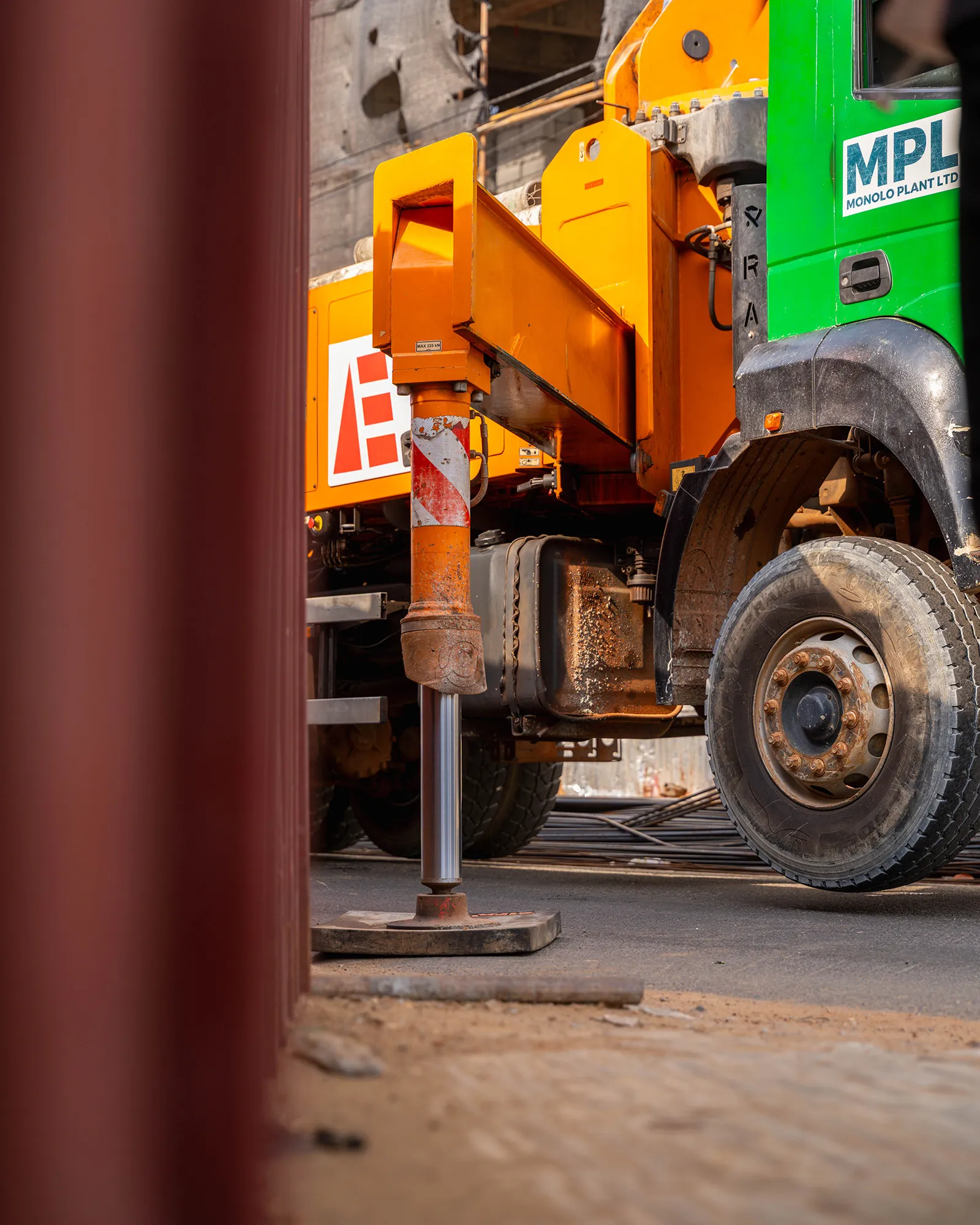 Parked utility truck detail